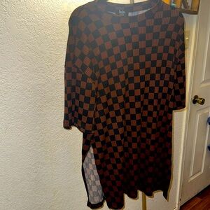 Great conditionn LaLa black and brown checkered top could be a dress or tunic